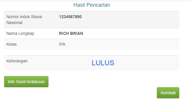 CEK KELULUSANMU DI WEBSITE SMAN 5 JEMBER