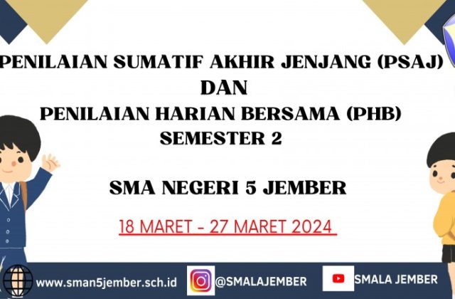 PENILAIAN SUMATIF AKHIR JENJANG (PSAJ) DAN PENILAIAN HARIAN BERSAMA (PSAJ) SEMESTER 2 SMAN 5 JEMBER