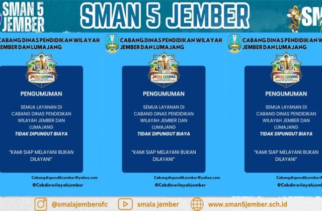 PENGUMUMAN DARI CABANG DINAS PENDIDIKAN WILAYAH JEMBER DAN LUMAJANG