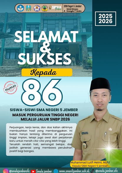 86 SISWA - SISWI SMAN 5 JEMBER LOLOS SNBP 2026